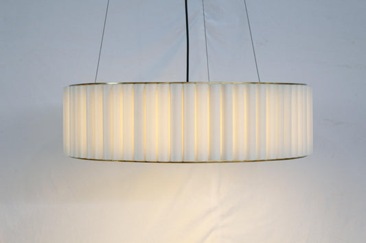 Aura Fluted | Ribbed Glass & Solid H65 Brass Drum Pendant