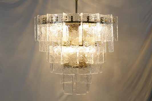 Glacier Cascade | Hand-Cast Ice Glass & Solid H65 Brass Tiered Chandelier