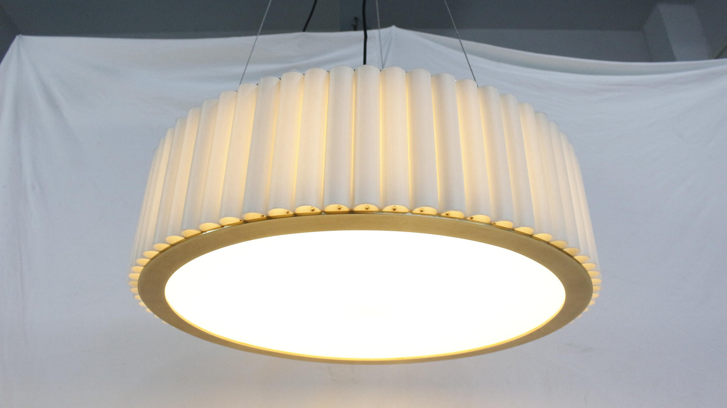 Aura Fluted | Ribbed Glass & Solid H65 Brass Drum Pendant