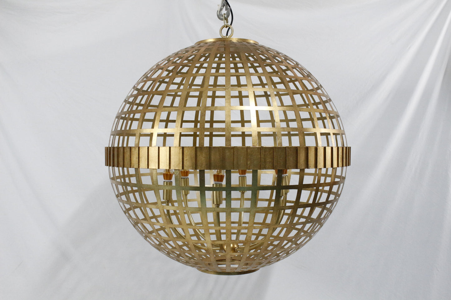 Orbital Grid | Hand-Welded Solid H65 Brass Spherical Chandelier