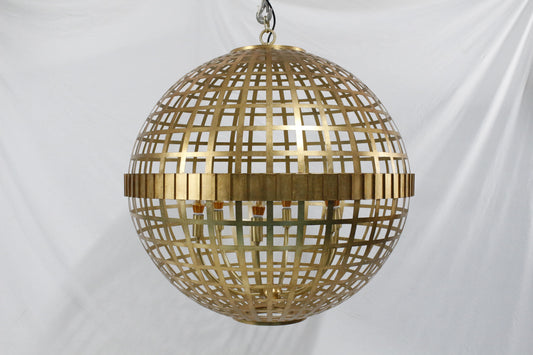 Orbital Grid | Hand-Welded Solid H65 Brass Spherical Chandelier