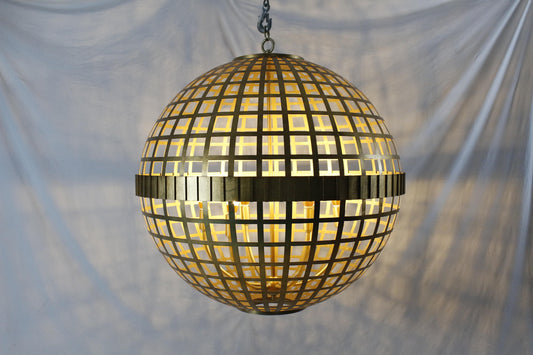 Orbital Grid | Hand-Welded Solid H65 Brass Spherical Chandelier