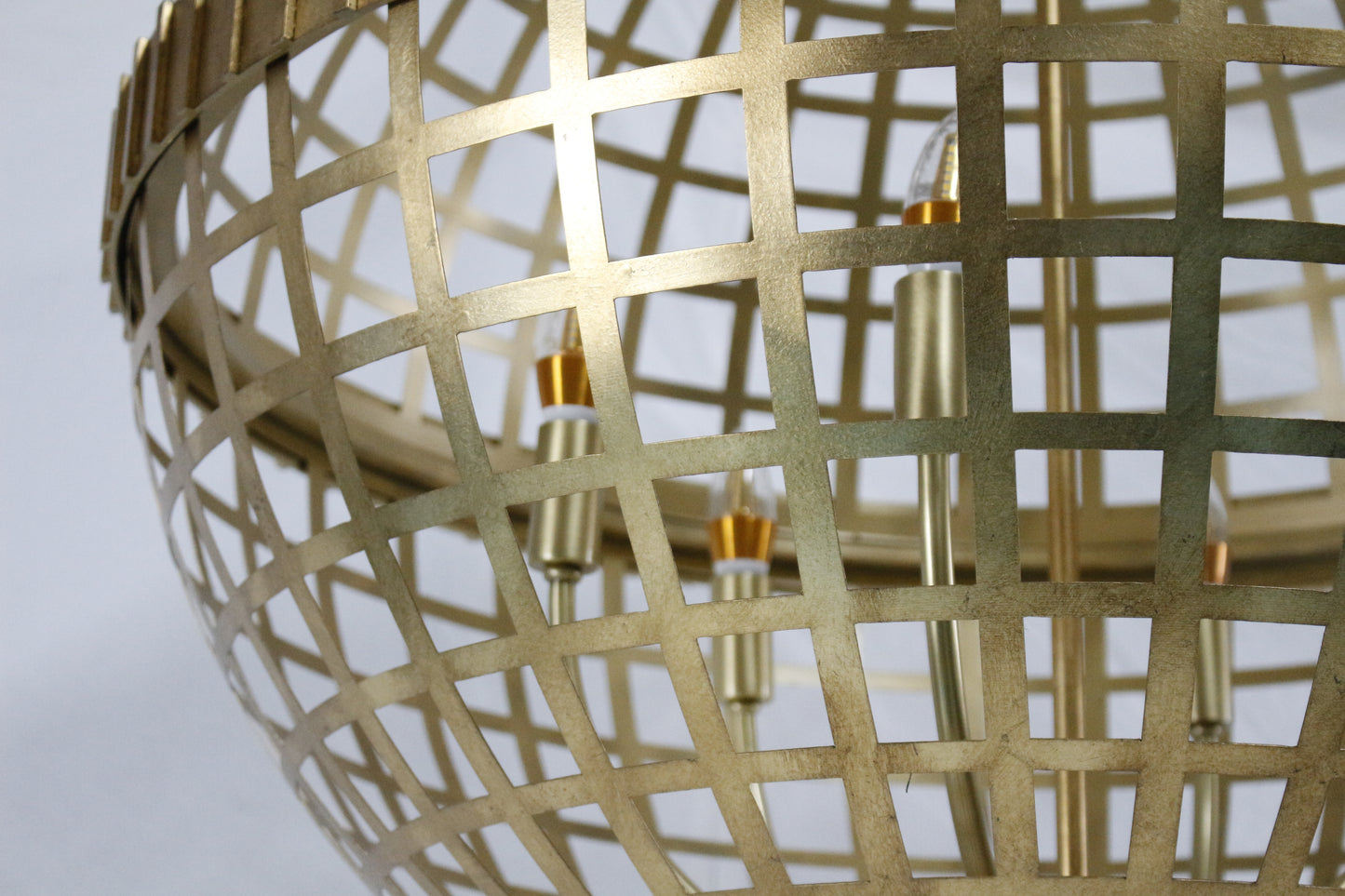 Orbital Grid | Hand-Welded Solid H65 Brass Spherical Chandelier