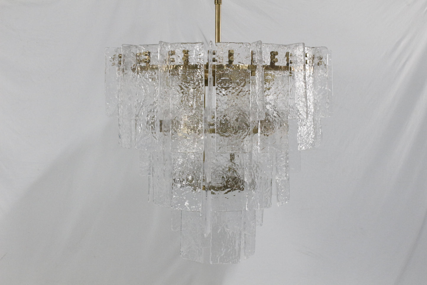 Glacier Cascade | Hand-Cast Ice Glass & Solid H65 Brass Tiered Chandelier