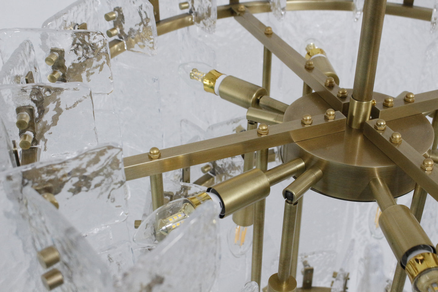 Glacier Cascade | Hand-Cast Ice Glass & Solid H65 Brass Tiered Chandelier