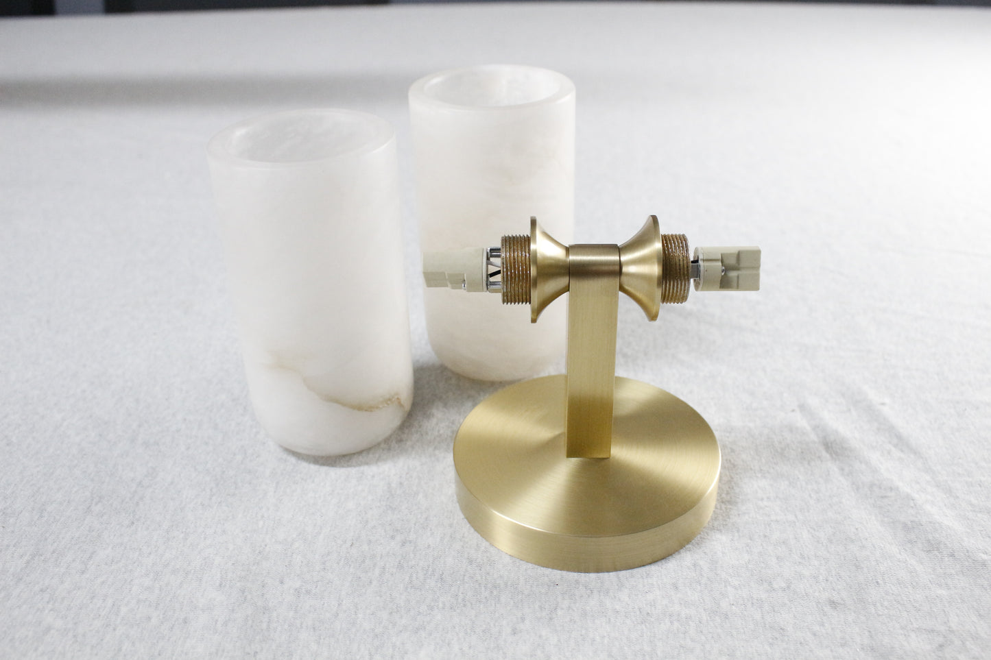 Lyra Twin | Alabaster-Style Glass & Solid Brass Sconce